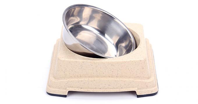 ভাল মানের পাইকারি গরম বিক্রয় বাঁশ স্টেইনলেস স্টীল কুকুরছানা খাওয়ানোর খাদ্য বাটি 2