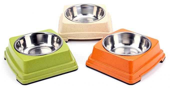ভাল মানের পাইকারি গরম বিক্রয় বাঁশ স্টেইনলেস স্টীল কুকুরছানা খাওয়ানোর খাদ্য বাটি 4
