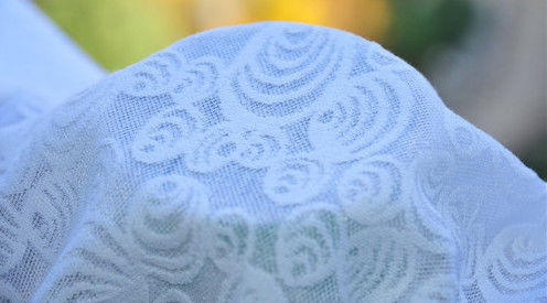 গুণমান  White Jacquard Upholstery Fabric Wedding Dress Fabric 57/58" Width LOYAL Brand OEM কারখানা