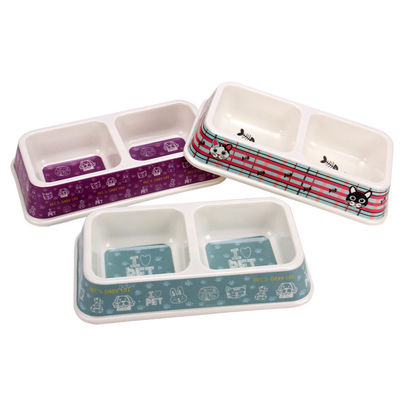 পাইকারি মূল্য কারখানা কাস্টমাইজড ডাবল স্কয়ার মেলামাইন কুকুর & বিড়াল পোষা বাটি